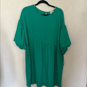 Green Puff Sleeve Dress